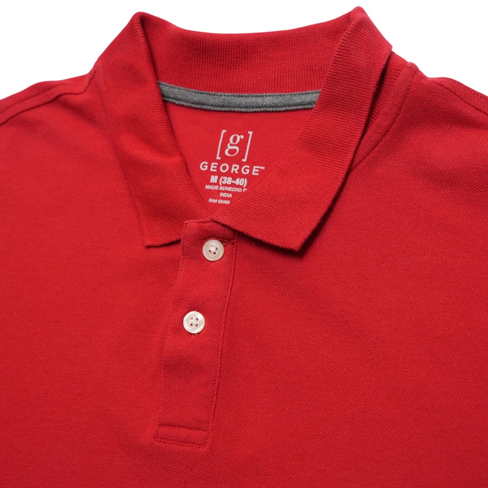 George Polo Shirt Mens Medium‎ Red Cotton Blend Stretch Pique